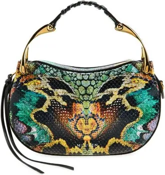 Alexander McQueen Mini Wishbone Snakeskin Embossed Leather Top Handle Bag in Yellow Multi at Nordstrom