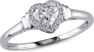 Mimi & Max 1/2ct TW Halo Heart Diamond Engagement Ring 14k White Gold