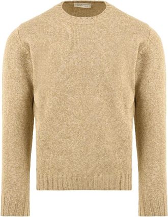 FILIPPO DE LAURENTIIS Trui met ronde hals - Heren - Ronde hals truien - Beige - XL - Wol - Truien & Vesten