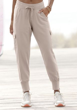 Venice Beach Jogginghose VENICE BEACH, Damen, Gr. 34, N-Gr, beige, Sweatware, Obermaterial: 95% Baumwolle, 5% Elasthan. B&uuml;ndchen: 95% Baumwolle, 5% Elasthan, unifa