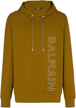 Balmain Embossed Hoodie - Heren - Hoodies - Groen - L - Katoen - Hoodies & sweatvesten