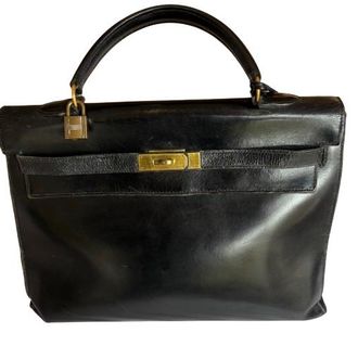 Herm&egrave;s Vintage 1960s Black Leather Kelly 35 Size 35