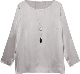 Elena Miro Ketting Kraag Shirt - Dames - Blouses - Grijs - 39 EU - Overhemden