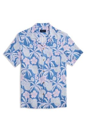 Vineyard Vines Palm-Arita Linen Blend Camp Shirt in Coastline at Nordstrom, Size Xx-Large