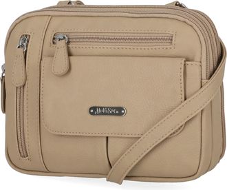MultiSac Womens Zippy Triple Compartment Crossbody Bag Cross Body, Chino, One Size