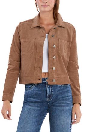 Wash Lab Denim Crop Cord Jacket in Caramel at Nordstrom, Size X-Large