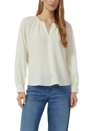 s.Oliver Langarmbluse S.OLIVER, Damen, Gr. 34, wei&szlig;, Web, Obermaterial: 78% Polyester, 21% Viskose, 1% Elasthan, unifarben, relaxed fit normal, Rundhals, Mansc