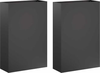 vidaXL Macetero De Jard&iacute;n 2 Uds. Negro 50 X 20 X 75 Cm Vidaxl