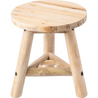 Jonathan Y Designs Triform Modern Minimalist Handcrafted Solid Teak Wood Accent Stool with Tri-Leg Base in Natural Bleach Finish at Nordstrom