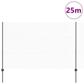 Berkfield Home Modern Garden Fence Set Set of 2 Grey Powder-Coated Steel 25 x 1.5 m
