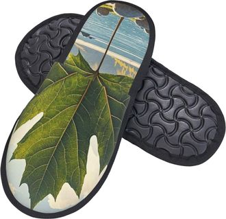 Generic Slippers For Women Canada Maple Leaves Furry Slippers Winter Lining Shoes For Indoor Outdoor, For Indoor Outdoor, Travel, Hotel, L