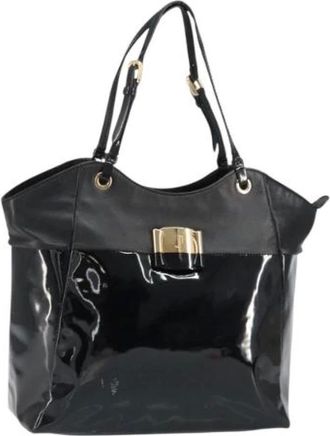 Ferragamo Pre-owned Tote Bags, female, Black, Size: ONE SIZE Pre-owned Leather Tote Bag