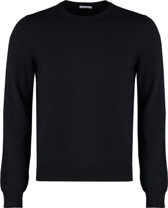 Malo Cashmere blend pullover met geribbelde boorden - Heren - Cashmere truien - Zwart - M - Truien & Vesten