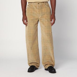 Burberry Sand-coloured check corduroy trousers