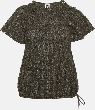 M Missoni Black Lurex Knit Short Sleeve Top