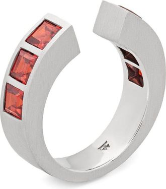 Tom Wood Continuity Garnet Ring - Womens - Garnet/White Rhodium Plated Sterling Silver