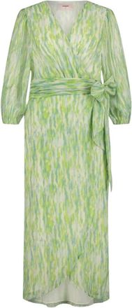 Freebird by Steven Blossom Midi Jurk Groen - Dames - Wikkelkleedje - Veelkleurig - XS - Kleedjes
