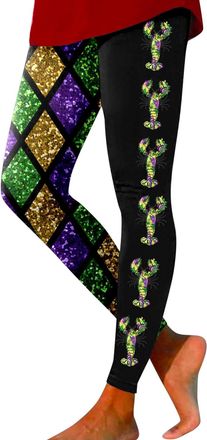 Generic Neon Leggings For Women High Waist 80s Leggings 90s Festival Funky Leggings Neon Fancy Dress Costume Carnival Glitter Leggings Rave Colourful Printed 