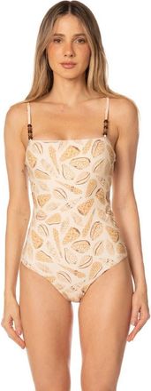 Kibys Shell Tides Print Serina Sculpt One Piece in Beige Shells Print at Nordstrom, Size Medium