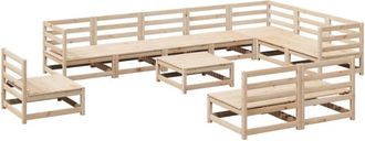 vidaXL Juego De Sof&aacute;s De Jard&iacute;n 11 Pzas Madera Maciza De Pino Vidaxl