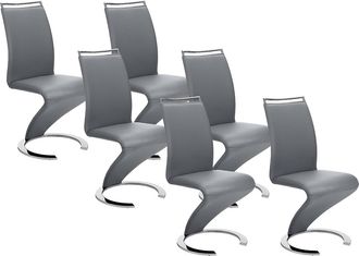 Vente-Unique Conjunto de 6 sillas TWIZY - Pile sint&eacute;tica gris