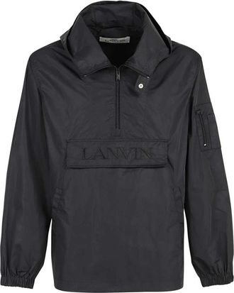 Lanvin Logo Hooded Windbreaker Jacket - Heren - Zomerjassen - Zwart - S - Jassen