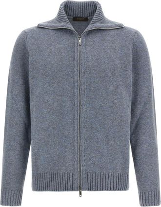 Zanone Blue Zip Up Cardigan