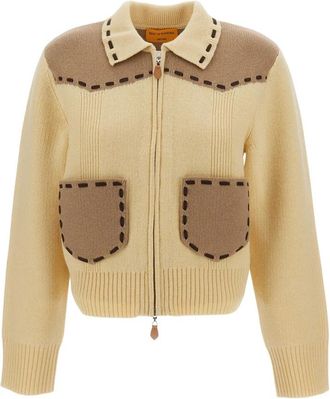 Guest In Residence Saddle Up Cashmere Jacket - Dames - Vesten - Beige - M - Wol - Truien & Vesten