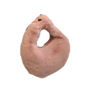 Generic SCompatible For olid Color Plush Dumpling Bag Simple Style Niche Design Faux Fur Handbag Tote Small Womens Underarm Hobo(3pcs)