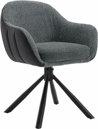 Woltu 1x Sedia cucina sala da pranzo design moderno ristorante girevole.Gambe in Metallo. Seduta in Ciniglia. Grigio Scuro - Woltu