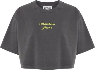Moschino Cropped T-shirt met logodetail - Grijs