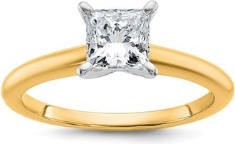 Diamond2Deal 14k Gold Princess 1 Ct Lab Grown Diamond Solitare Engagement Ring