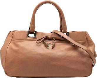 Prada Pre-owned Handbags, female, Brown, Size: ONE SIZE Pre-owned Leather Tote Bag