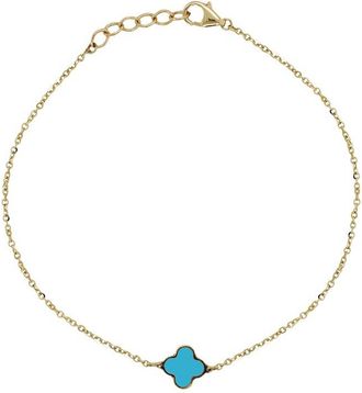 Italian Gold, Inc 14K Italian Gold Turquoise Clover Bracelet