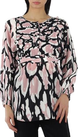 Roberto Cavalli Ladies Macro Lynx Print Tunic Silk Top, Brand Size 38 (US Size 4)