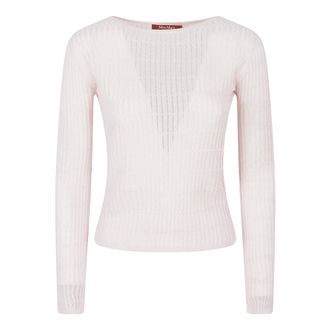 Max Mara Round-neck Knitwear, female, Pink, Size: XS Slim-fit Sweater