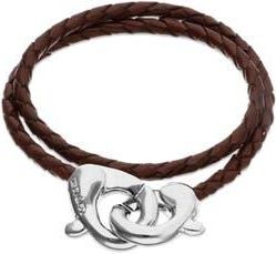 UNOde50 Brown double leather strap with sterling silver-plated interlocking carabiner detail at Nordstrom, Size X-Large