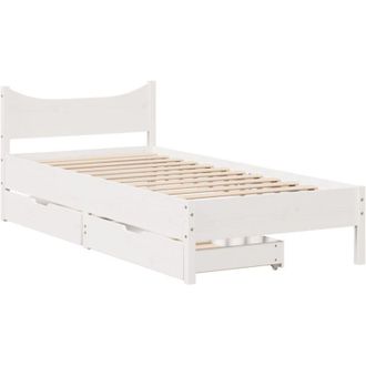 vidaXL Estructura Cama Con Cajones Madera Maciza Pino Blanco 75x190 Cm Vidaxl