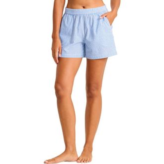 Tommy Bahama Coastline Stripe Cover-Up Shorts in Victoria Blue at Nordstrom, Size X-Large