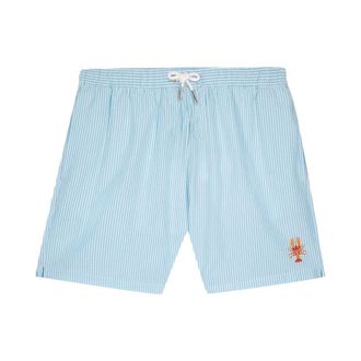 Maison Labiche Beachwear, male, Blue, Size: XL Lobster Swim Shorts