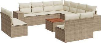 vidaXL Set De Sof&aacute;s De Jard&iacute;n 12 Pzas Y Cojines Rat&aacute;n Sint&eacute;tico Marr&oacute;n Vidaxl