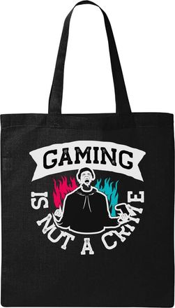 Generic Gaming Is Not A Crime Natural Ecological Cotton Tote Bag Black