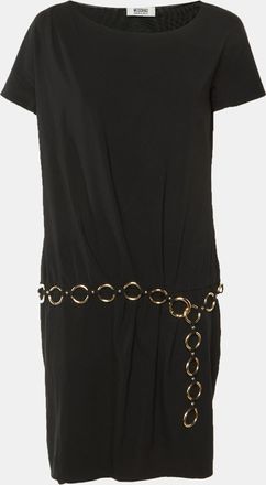Moschino Cheap And Chic Black Crepe Chain Belt Dress