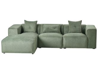 Beliani Sof&aacute; de 3 plazas 3 personas de tejido verde