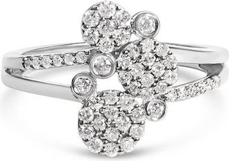 House of Brilliance Silver 1/2 Cttw Diamond Scatter Composite Bypass Ring in White at Nordstrom, Size 10
