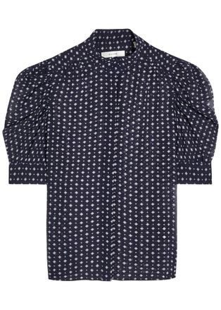 Frame Denim Patterned Silk Blouse - Navy - S (UK8-10 / S)