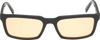 Abercrombie & Fitch 54mm Rectangular Sunglasses in Shiny Black /Amber Lens at Nordstrom