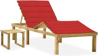 vidaXL Tumbona De Jard&iacute;n Con Mesa Y Coj&iacute;n De Madera De Pino Impregnada Vidaxl