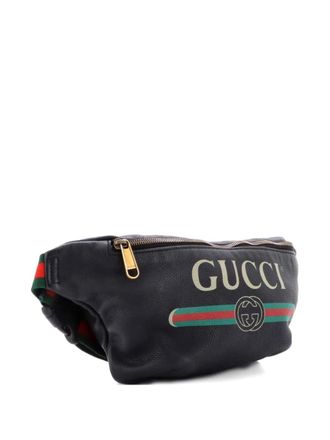 Gucci Logo Printed Leather Medium belt bag - Black
