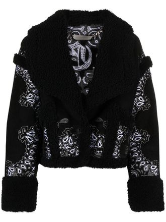 Philipp Plein paisley bandana shearling jacket - women - Polyester - S - Black